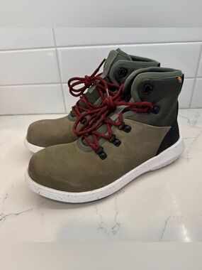 Bogs Cypress ST lace up work boots womens comp toe green leather ankle support